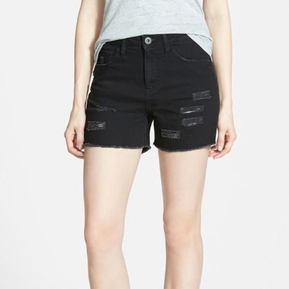 DL1961 x REVOLVE Monet Ultra High Rise Distressed Cutoff Black Denim Shorts, 25 - Picture 1 of 11